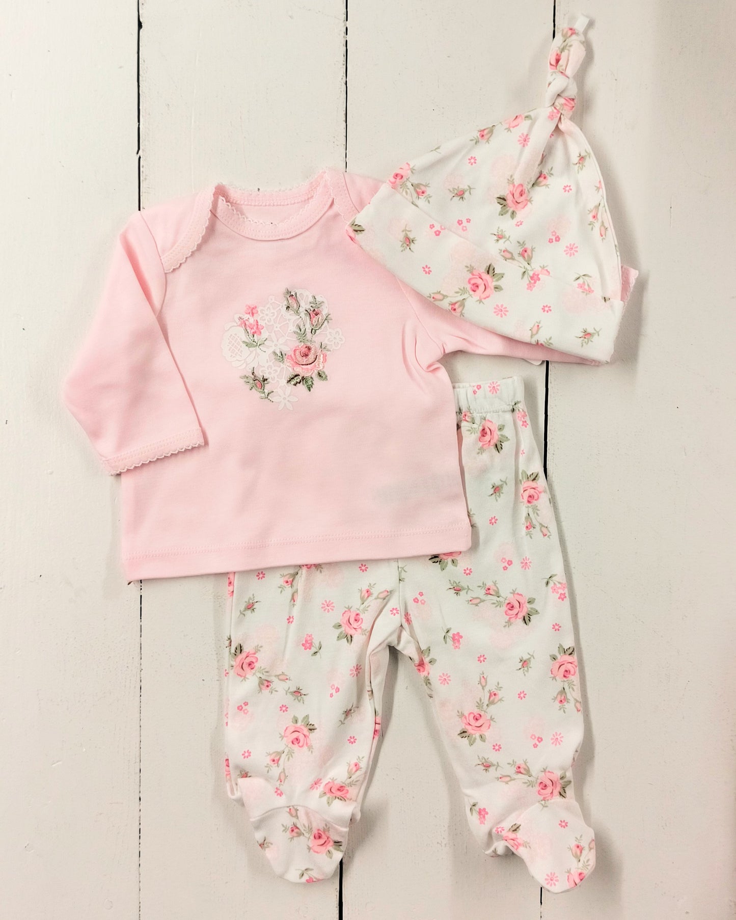 Lace Floral Pants Set w/ Hat