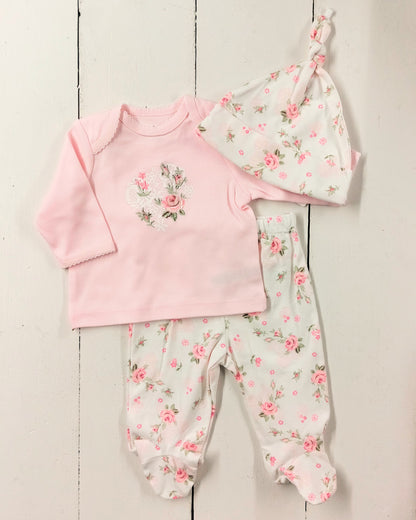 Lace Floral Pants Set w/ Hat