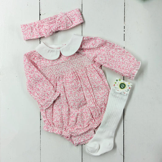 Pink Floral Onesie w/ Socks Set