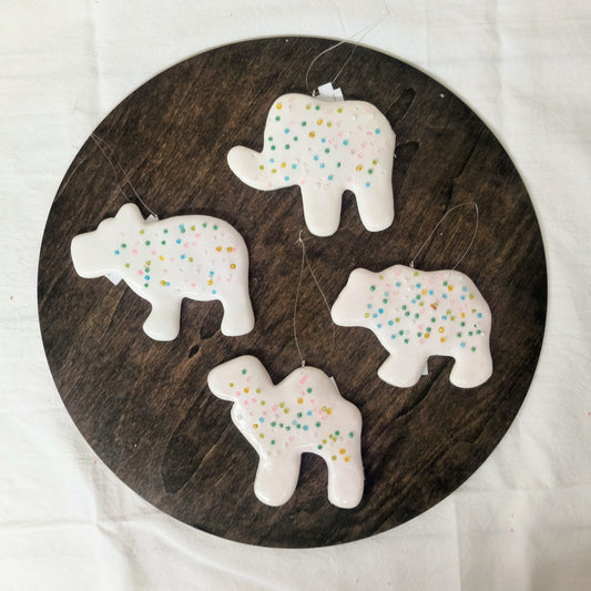 White Clay Dough Animal Cracker Ornament