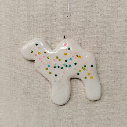 White Clay Dough Animal Cracker Ornament