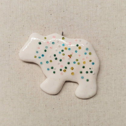 White Clay Dough Animal Cracker Ornament