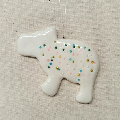 White Clay Dough Animal Cracker Ornament