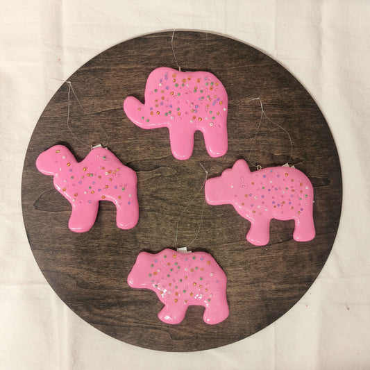 Pink Clay Dough Animal Cracker Ornament