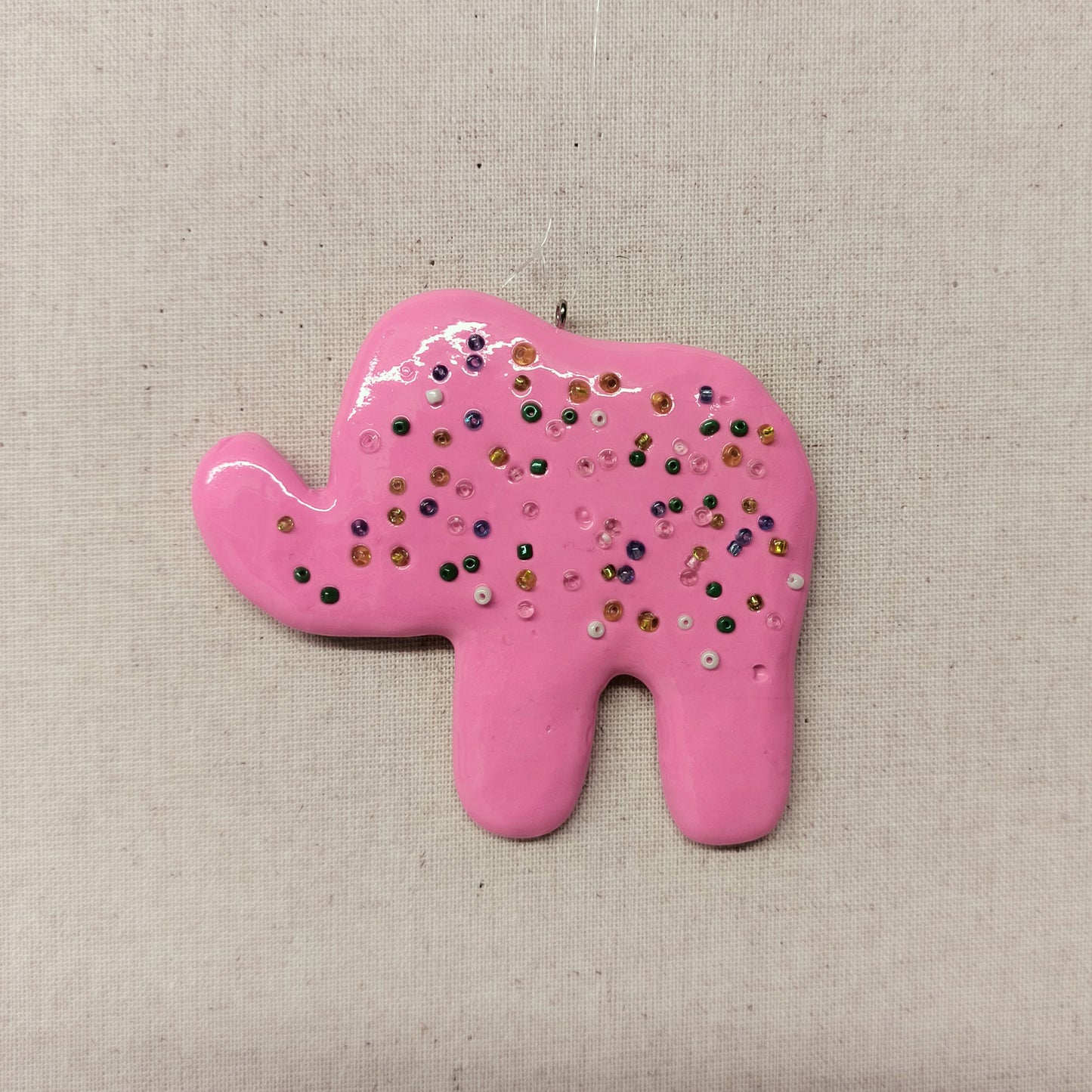 Pink Clay Dough Animal Cracker Ornament