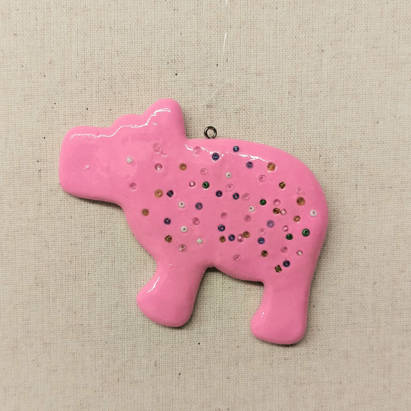 Pink Clay Dough Animal Cracker Ornament