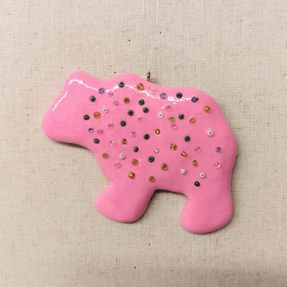 Pink Clay Dough Animal Cracker Ornament