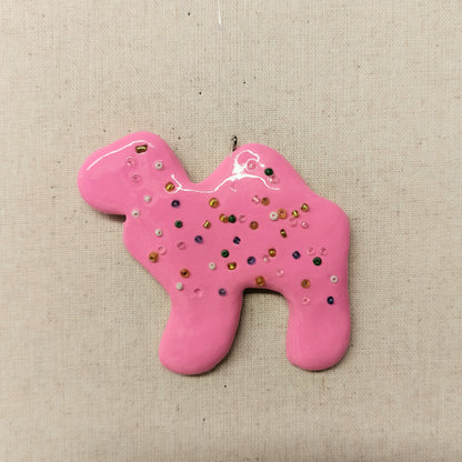 Pink Clay Dough Animal Cracker Ornament