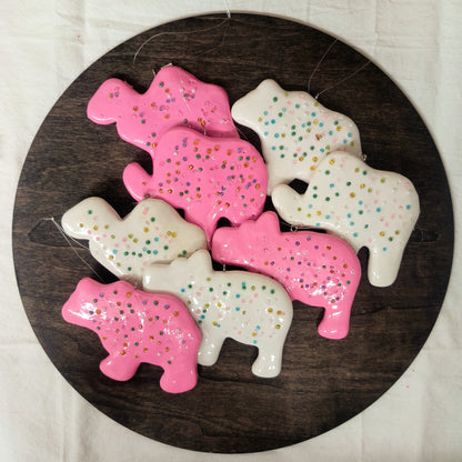 Pink Clay Dough Animal Cracker Ornament