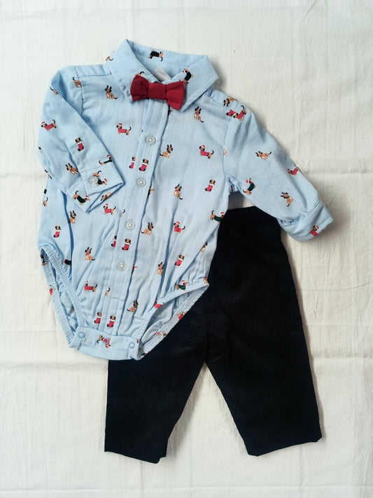 Christmas Party Pups Onesie & Pants Set