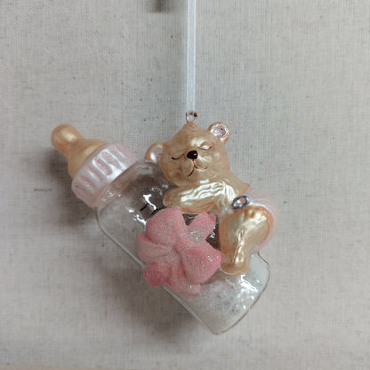 Teddy Bear Baby Bottle Ornament