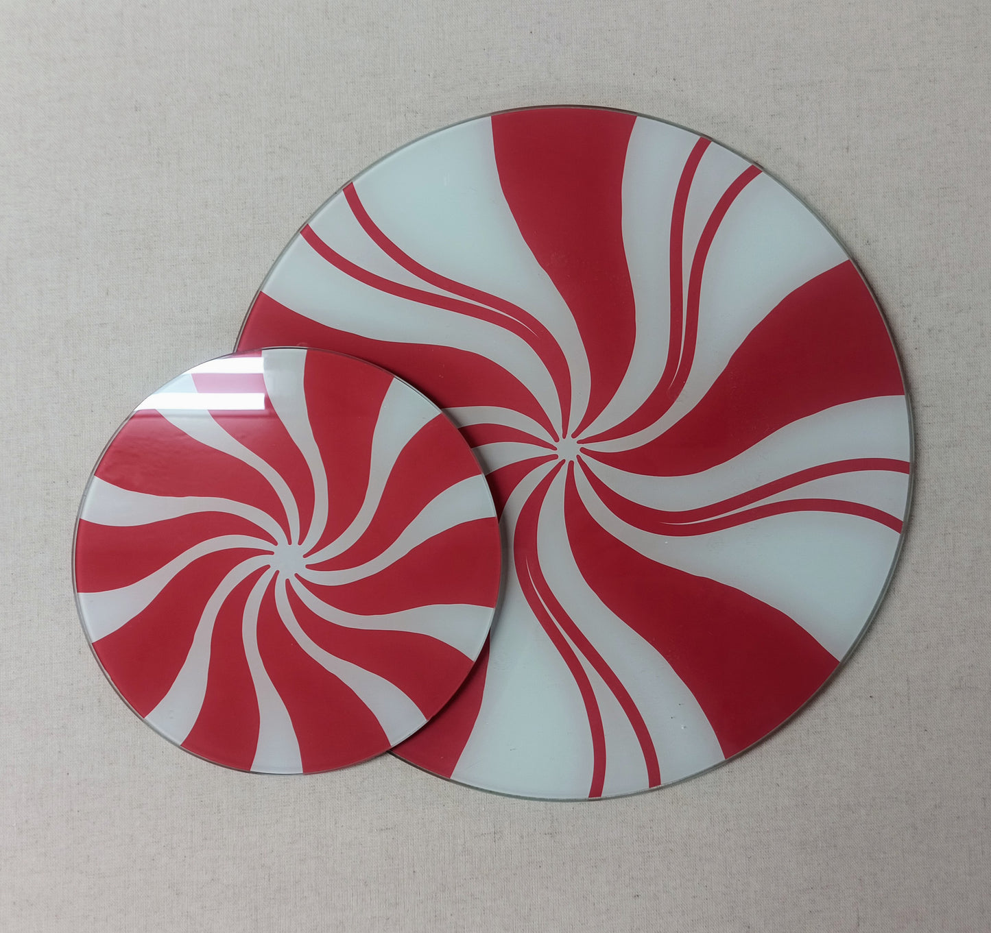 Glass Peppermint Serving Boards Set