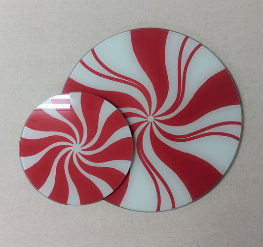 Glass Peppermint Serving Boards Set
