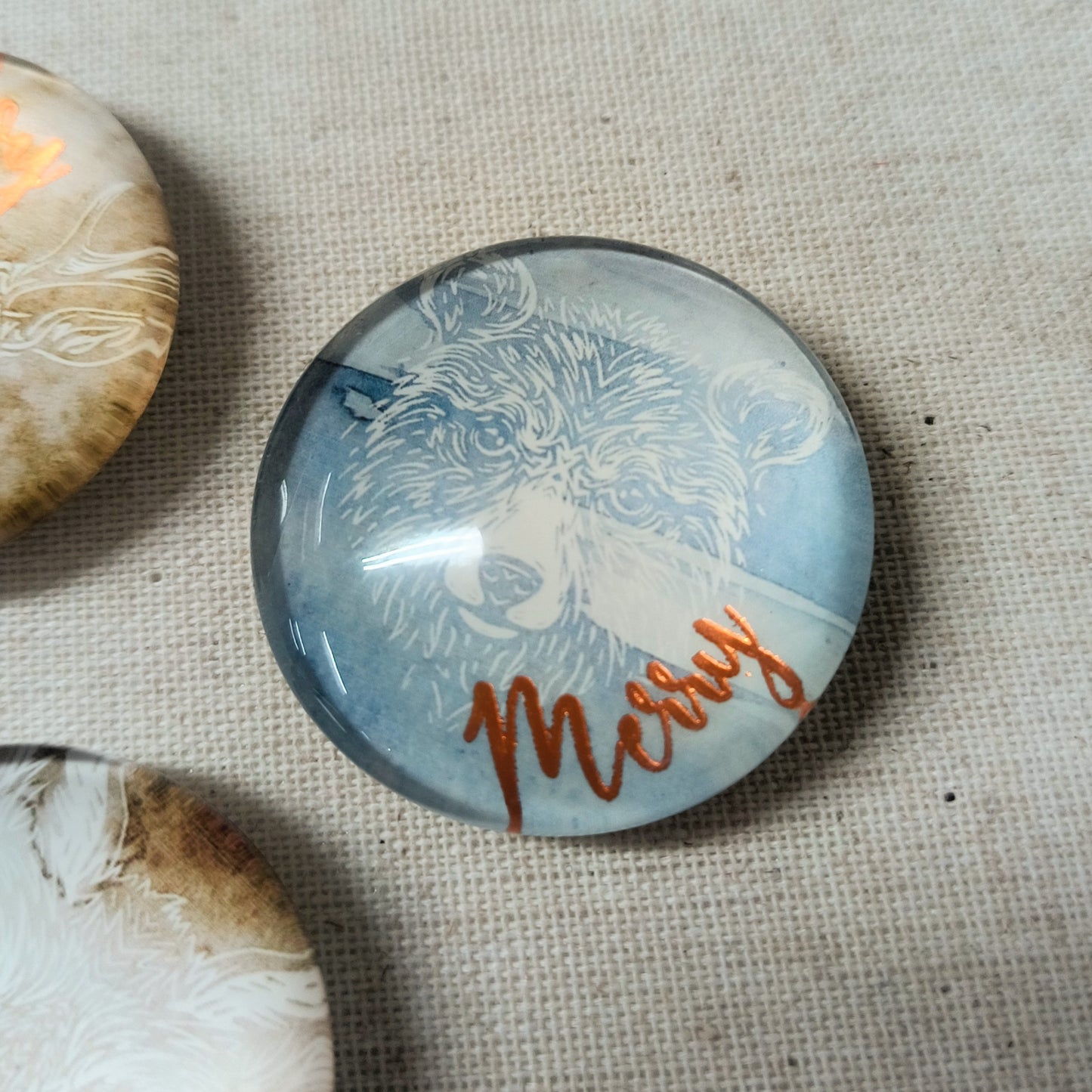 Glass Christmas Magnet - 3 Asst