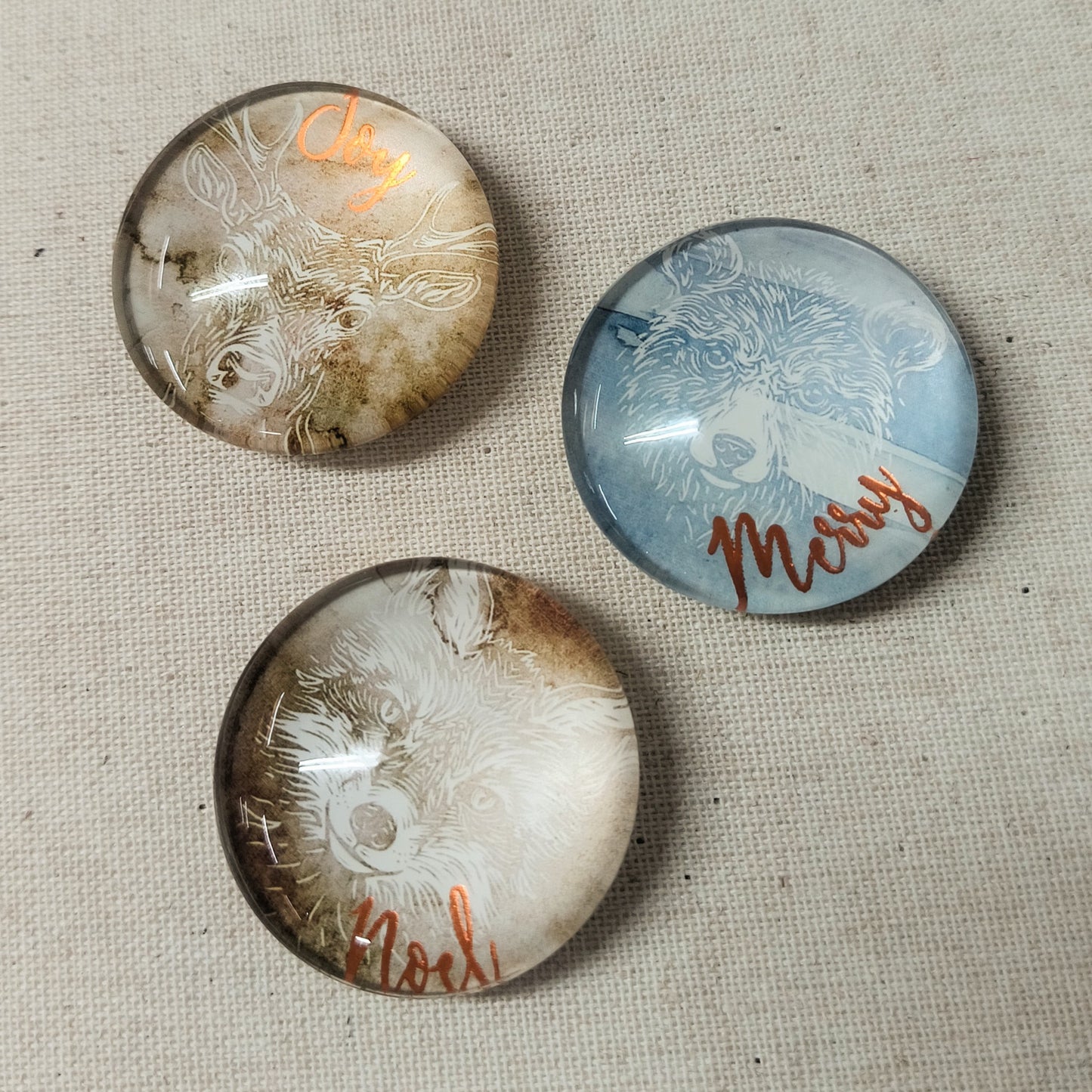 Glass Christmas Magnet - 3 Asst