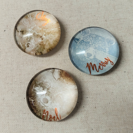 Glass Christmas Magnet - 3 Asst