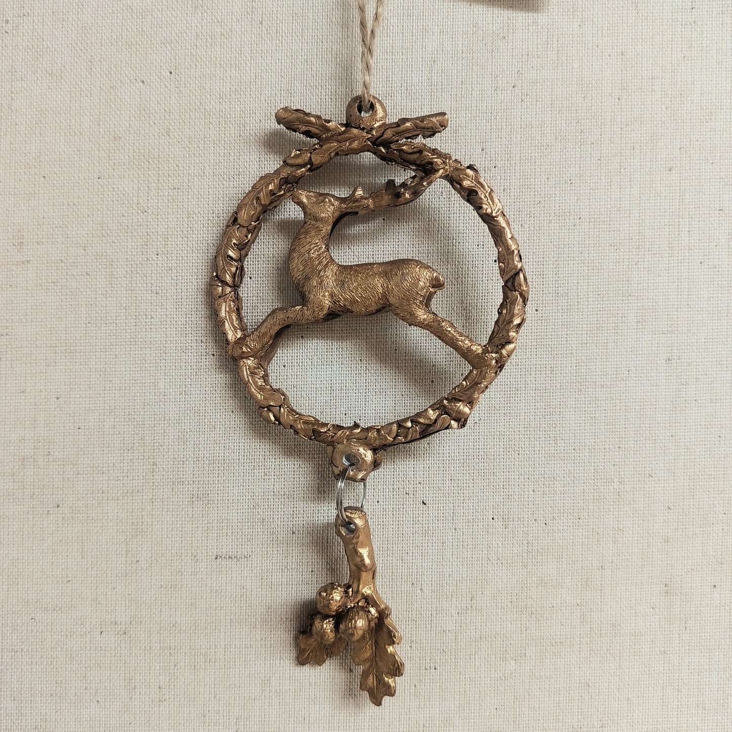 Deer and Holly Wreath Ornament