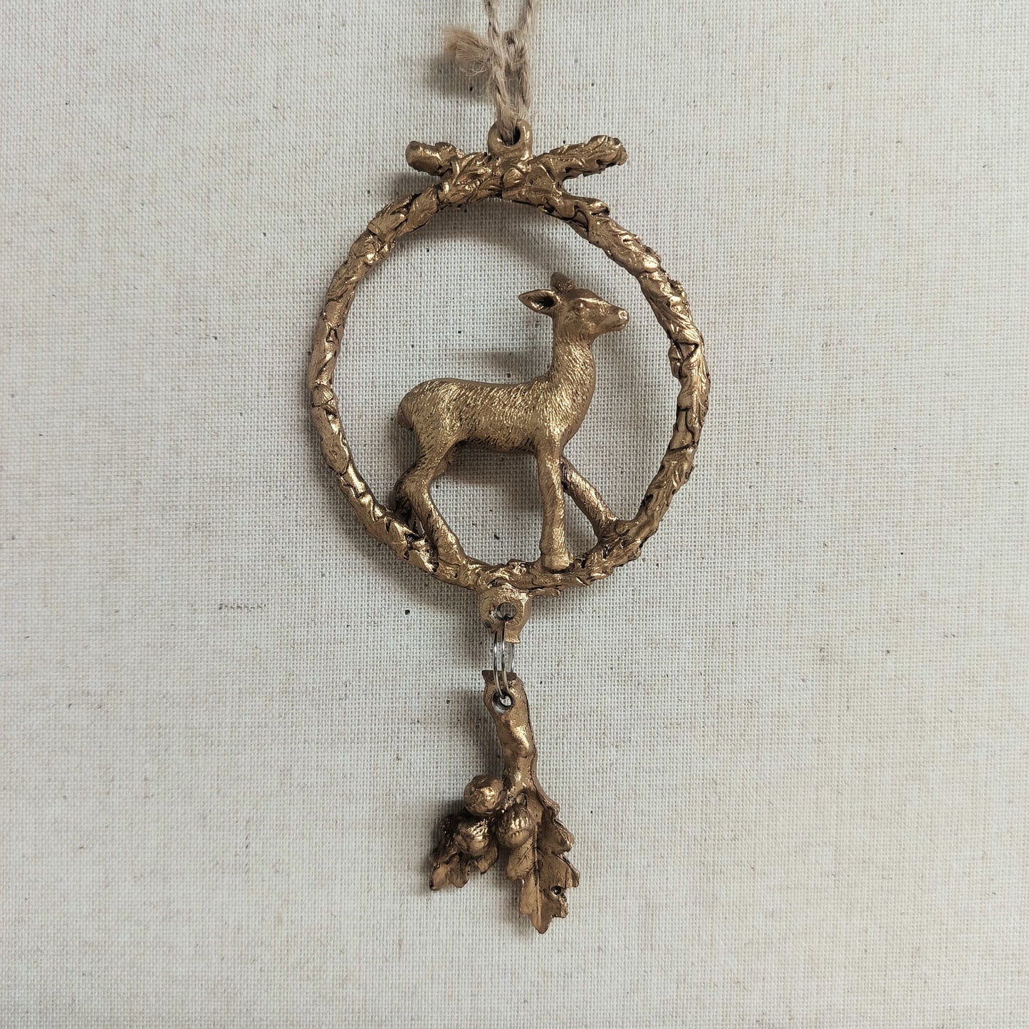 Deer and Holly Wreath Ornament