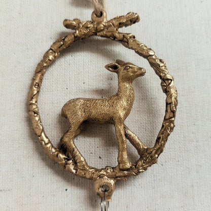 Deer and Holly Wreath Ornament