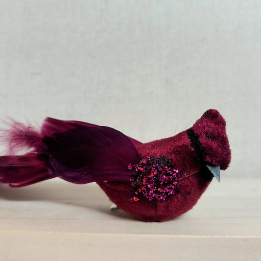 Feather & Glitter Cardinal Clips 3pc