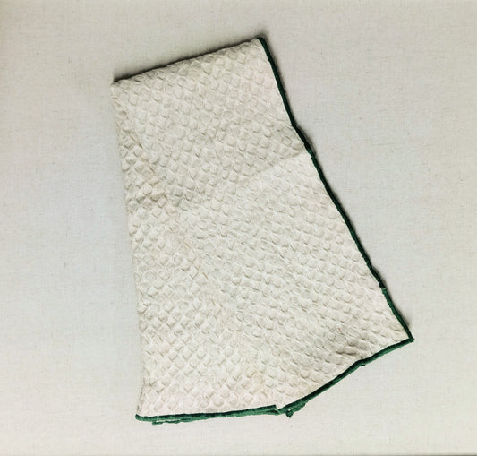 Creme w/ Green Trim Cotton Waffle Weave Tea Towel