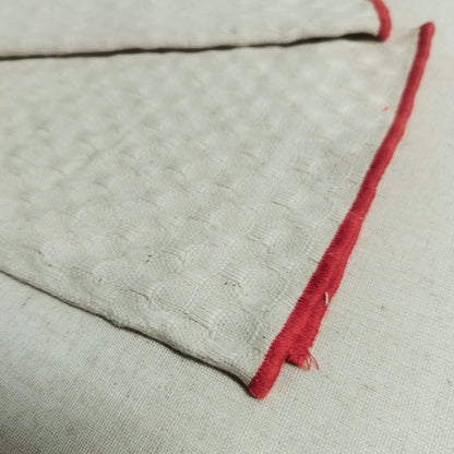 Creme w/ Red Trim Cotton Waffle Weave Tea Towel