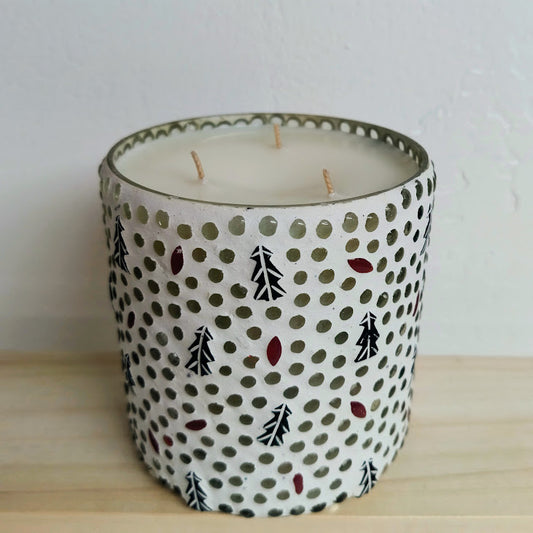 Glass Christmas Mosaic Candle