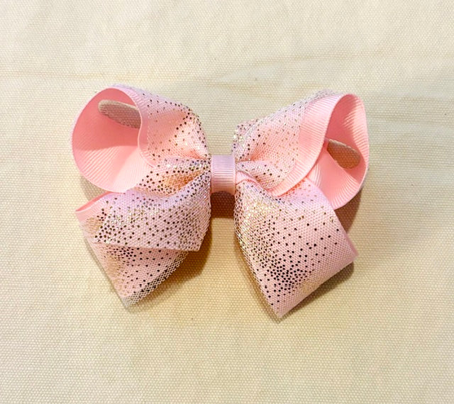 Pink Glitter Bow Med