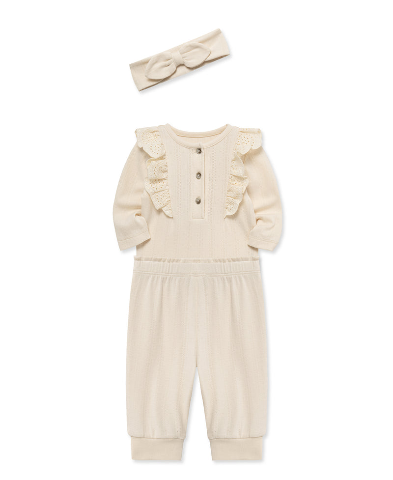 Ivory Eyelet Bodysuit & Pant Set