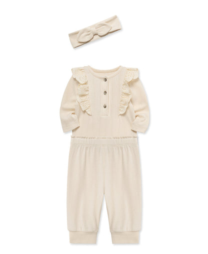 Ivory Eyelet Bodysuit & Pant Set