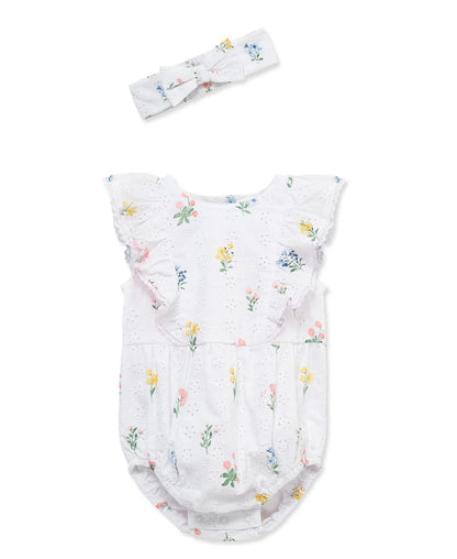 Eyelet Floral Woven Bubble & Headband