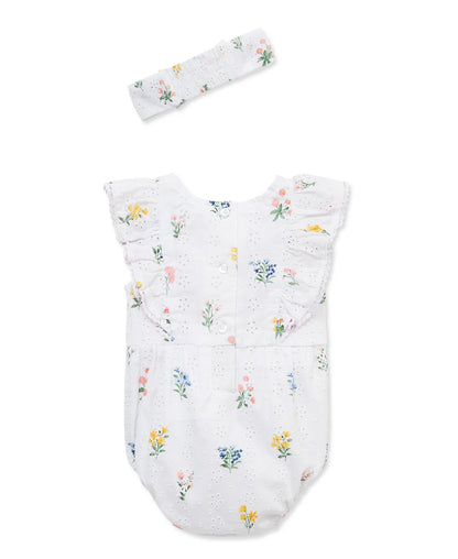 Eyelet Floral Woven Bubble & Headband