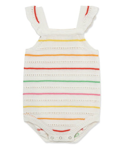 Thin Striped Pointelle Knit Bubble