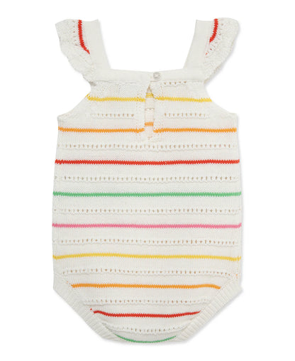 Thin Striped Pointelle Knit Bubble