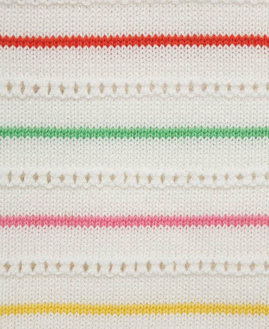 Thin Striped Pointelle Knit Bubble