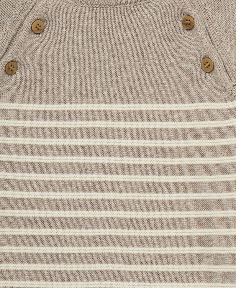 Placed Stripe Sweater Coverall (3M-9M)