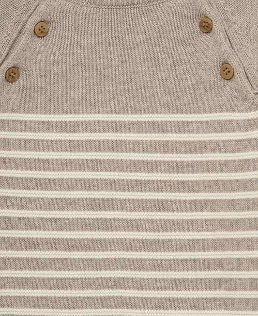 Placed Stripe Sweater Coverall (3M-9M)