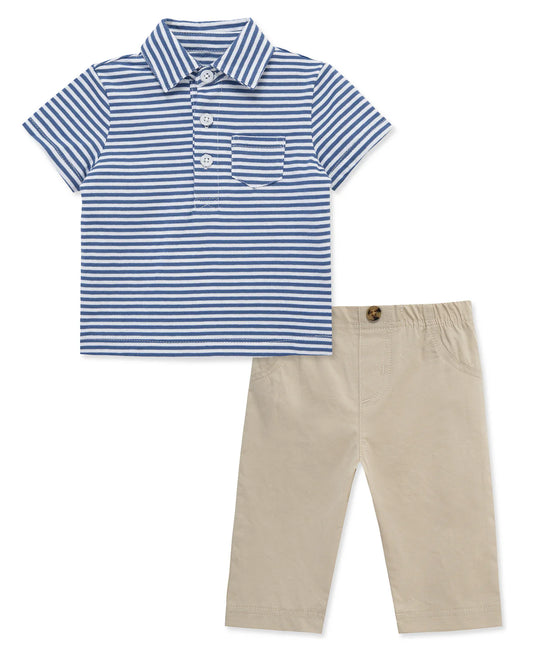 Striped Polo & Pant Set