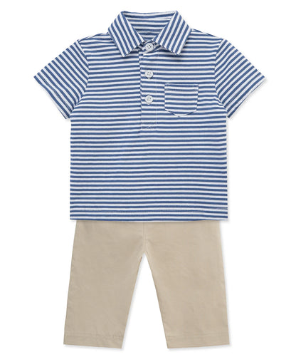 Striped Polo & Pant Set