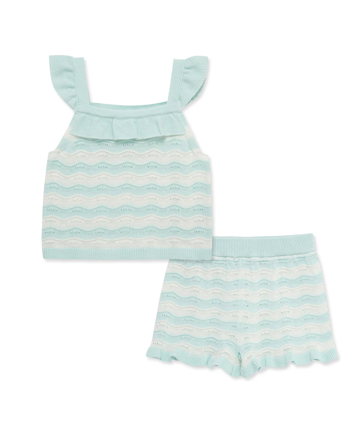 Aqua Pointelle Knit Short Set