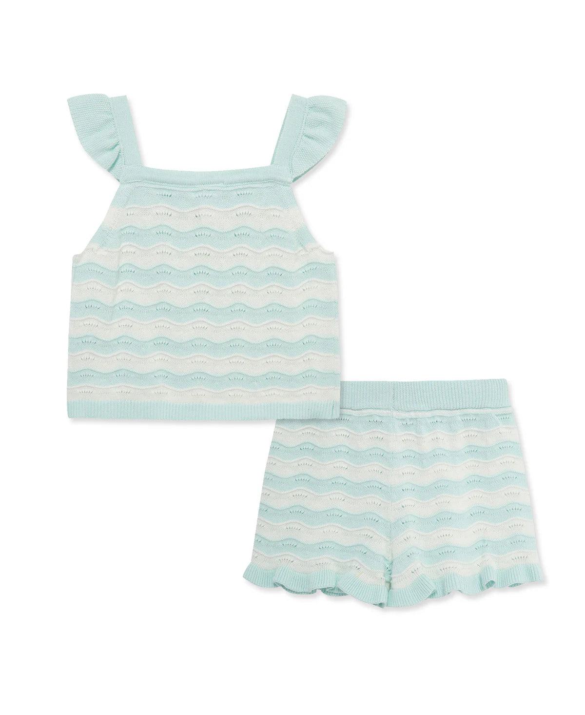 Aqua Pointelle Knit Short Set