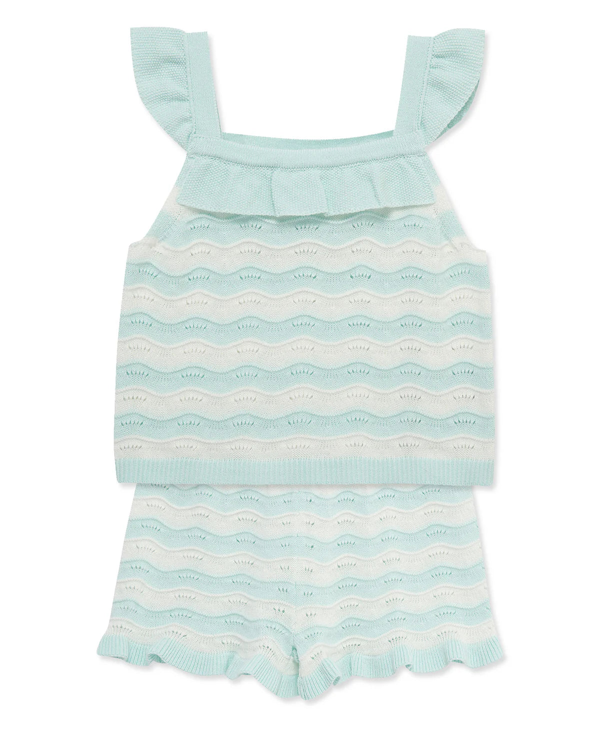 Aqua Pointelle Knit Short Set