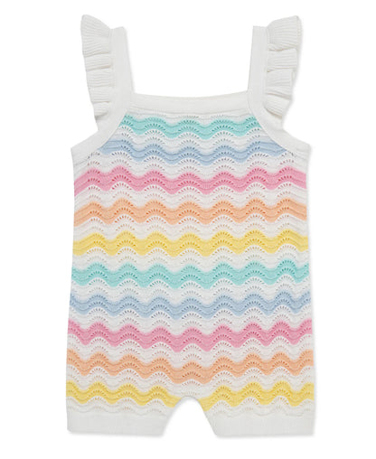 Wavy Pointelle Knit Romper