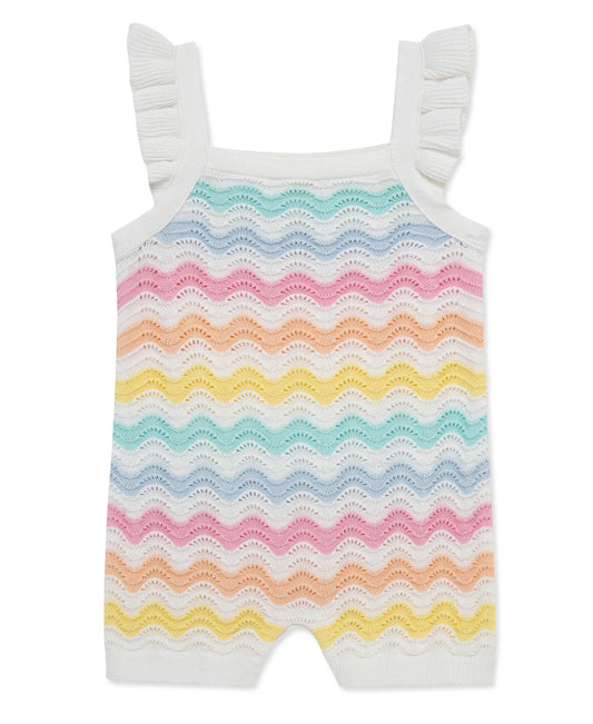 Wavy Pointelle Knit Romper