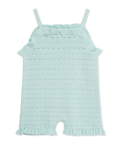 Aqua Pointelle Knit Romper