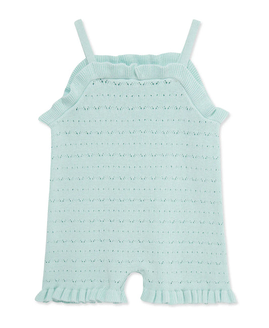Aqua Pointelle Knit Romper