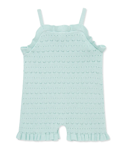 Aqua Pointelle Knit Romper