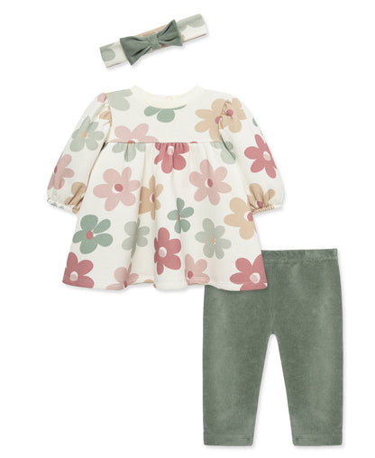 Floral Sweatshirt Dress Set (2T-4T)