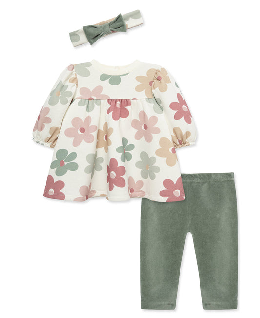 Floral Sweatshirt Dress Set (2T-4T)