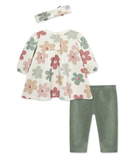 Floral Sweatshirt Dress Set (2T-4T)
